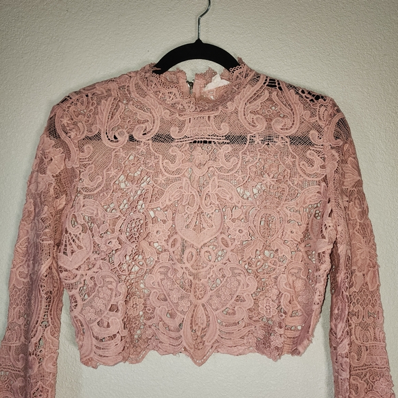 a'gaci Delicate Pink Lace Crop Top - Picture 2 of 9